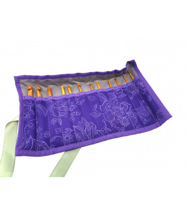 Wool Crochet hook roll with hooks