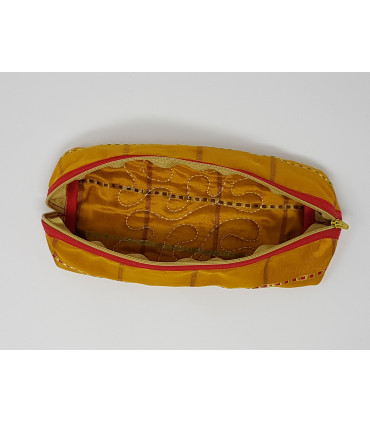 Quilted Yellow Silk Upcycled zipped case