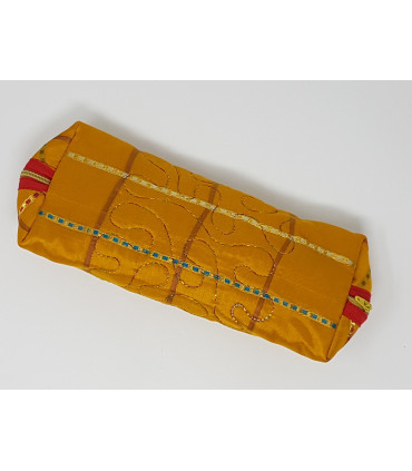 Quilted Yellow Silk Upcycled zipped case