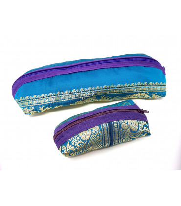 Set of Two Upcycled Silk Zipped Cases