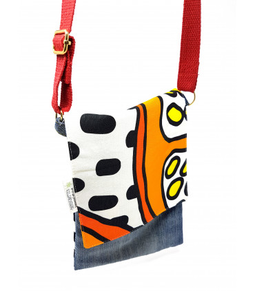 Orange Upcycled Denim Cross body bag