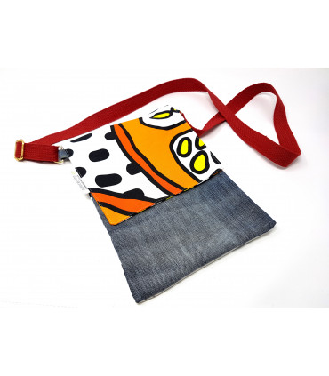 Orange Upcycled Denim Cross body bag