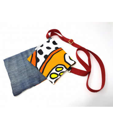 Orange Upcycled Denim Cross body bag