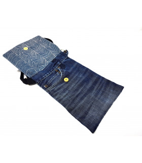 Blue chevron Upcycled Denim Cross body bag