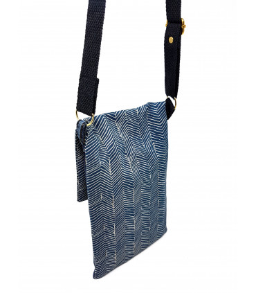 Blue chevron Upcycled Denim Cross body bag