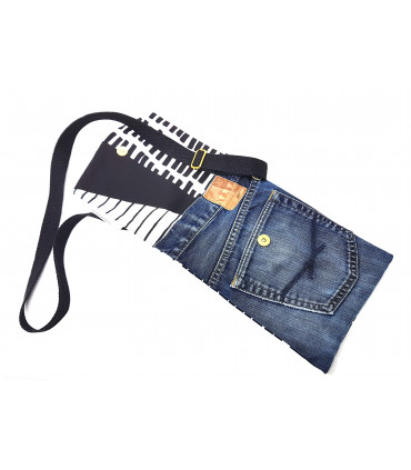 Monochrome Upcycled Denim Cross body bag