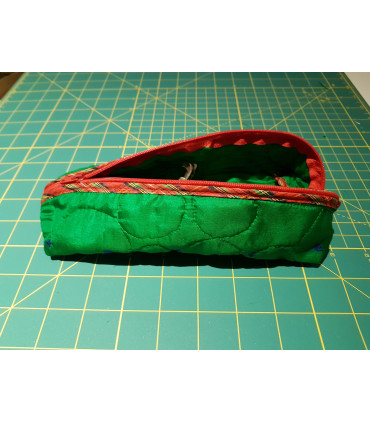 Quilted Green Silk Upcycled zipped case