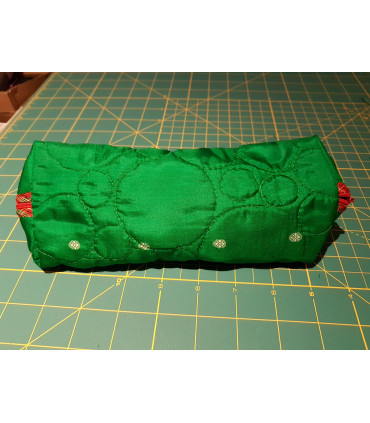 Quilted Green Silk Upcycled zipped case