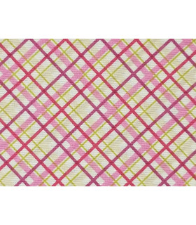 Pink checked cotton canvas - 100% cotton