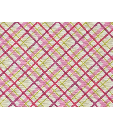 Pink checked cotton canvas - 100% cotton