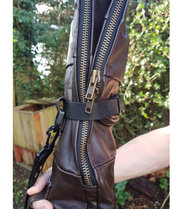 Black ties fastened with buckles