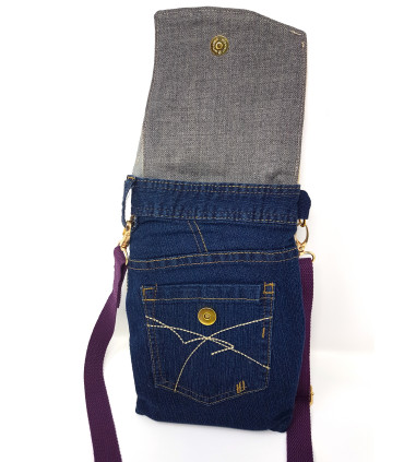 Upcycled Wool & Denim Cross body bag