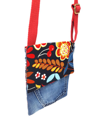 Upcycled Tigeroga Denim Cross body bag