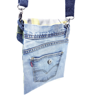 Upcycled Green Wool & Denim Cross body bag