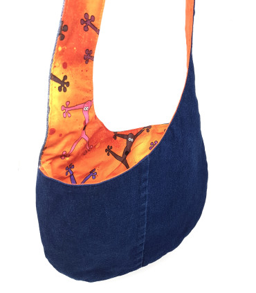 Curvy Upcycled Orange & Denim Cross body bag