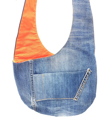 Curvy Upcycled Orange & Denim Cross body bag