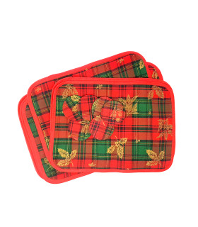 Upcycled set of two Christmas Placemats and coasters - Handmade from tartan fabric