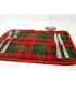 Upcycled set of two Christmas Placemats and coasters - Handmade from tartan fabric